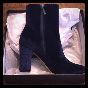 Blue Velvet Ankle Boots by the Fix